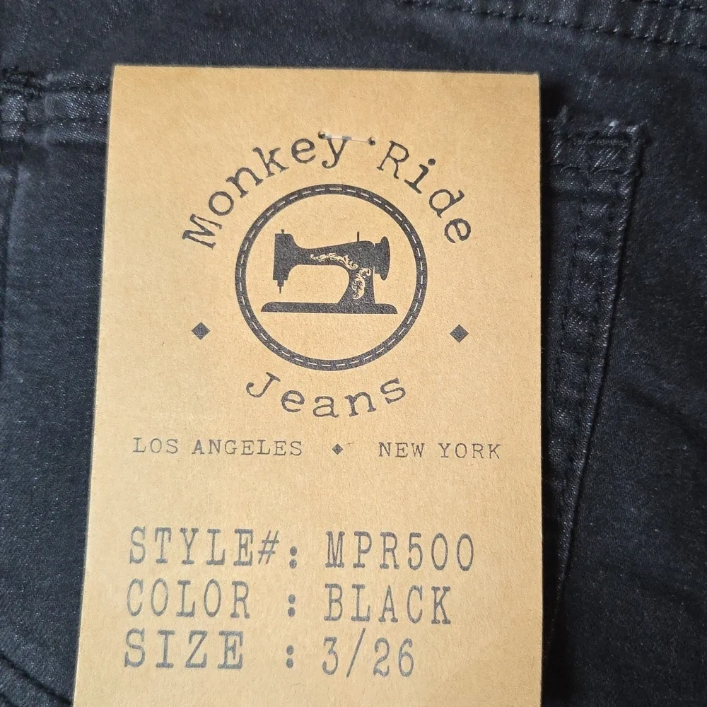 Monkey Ride Jeans Women's Black Jeggings with Classic Five-Pocket Styling - Picture 3 of 4